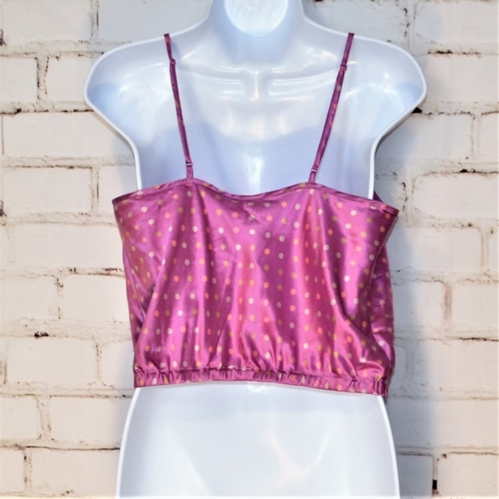 Silk Polka Dot Crop Cami Tank - Picture 3 of 4